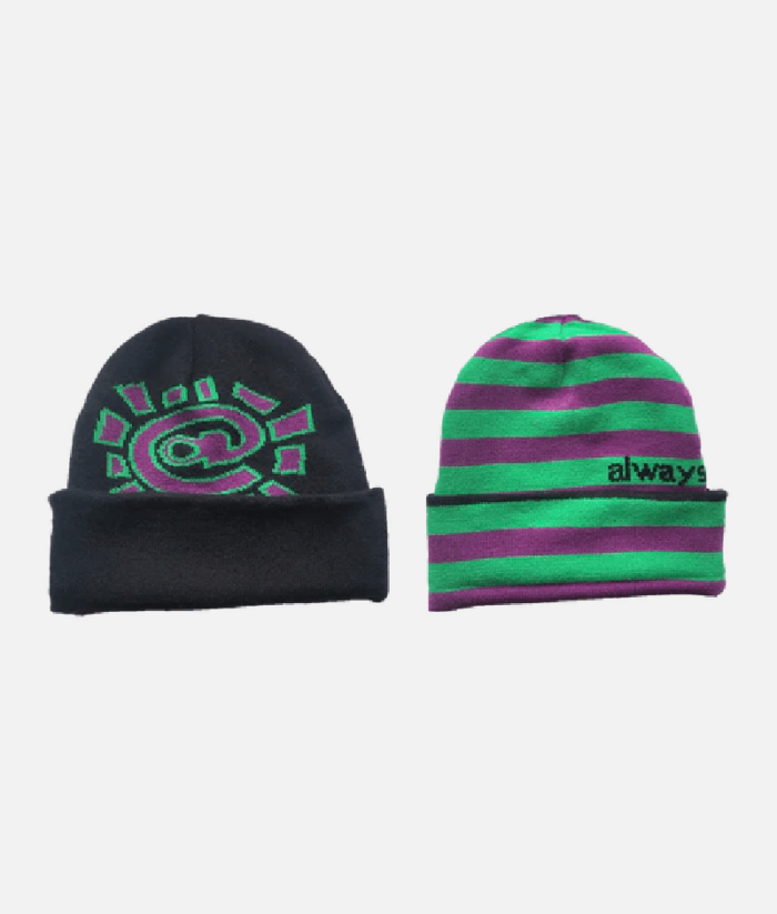 Adwysd Reversible Cuff Beanie Purple/Green