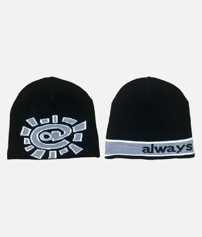 Adwysd Reversible No Cuff Beanie Black/Silver Adwysd Reversible No Cuff Beanie Black/Silver